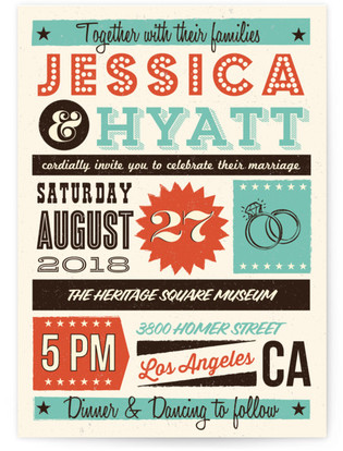 Mid Century Poster Board Wedding Invitations