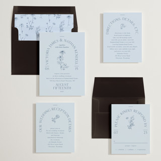 This is a bluebell wedding invitations with standard by Baumbirdy called floral type arch printing on signature in standard
