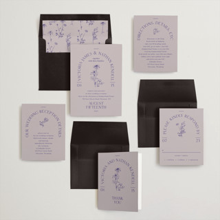 This is a wisteria wedding invitations with standard by Baumbirdy called floral type arch printing on signature in standard