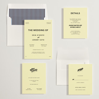 This is a butter wedding invitations with standard by Studio Suku called courthouse printing on signature in standard