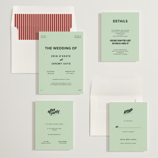 This is a mint wedding invitations with standard by Studio Suku called courthouse printing on signature in standard