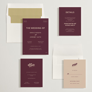 This is a plum wedding invitations with standard by Studio Suku called courthouse printing on signature in standard