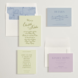 This is a summer hydrangeas wedding invitations with standard by Design Lotus called lavender dreams printing on signature in standard