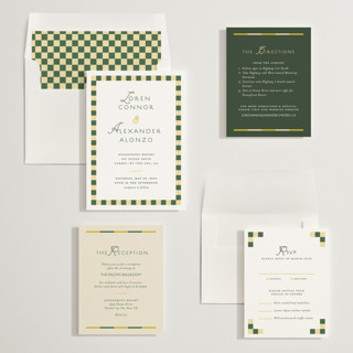 This is a citrus wedding invitations with standard by Angela Quan called grid printing on signature in standard