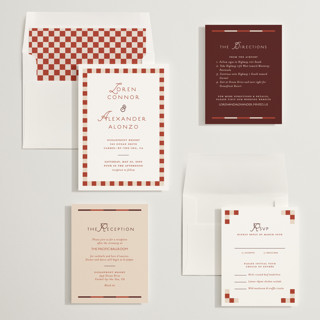 This is a brick wedding invitations with standard by Angela Quan called grid printing on signature in standard