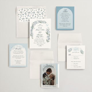 This is a bluebell wedding invitations with standard by Jenna Holcomb called forget me nots printing on signature in standard
