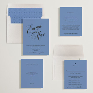 This is a electric blue wedding invitations with standard by Ani Somi called in lights printing on signature in standard