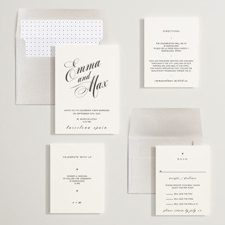 This is a bright white wedding invitations with standard by Ani Somi called in lights printing on signature in standard