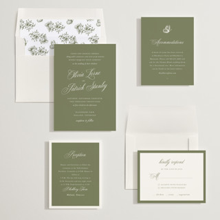 This is a sage wedding invitations with standard by Sara Hicks Malone called belle meade printing on signature in standard