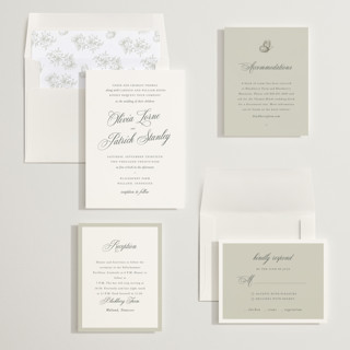 This is a cream wedding invitations with standard by Sara Hicks Malone called belle meade printing on signature in standard