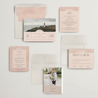 This is a blush wedding invitations with standard by Heather Schertzer called panoramic printing on signature in standard