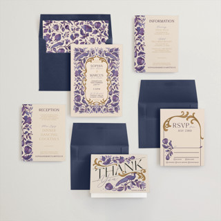 This is a orchid wedding invitations with standard by GeekInk Design called gilded printing on signature in standard