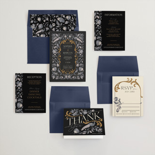 This is a midnight wedding invitations with standard by GeekInk Design called gilded printing on signature in standard