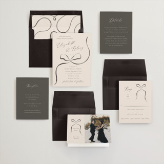 This is a tuxedo wedding invitations with standard by Corinne Malesic called bow printing on signature in standard
