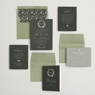 This is a granite wedding invitations with standard by Everett Paper Goods called foliage crest printing on signature in standard