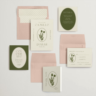 This is a lichen wedding invitations with standard by Alaina Cherup called la graine printing on signature in standard