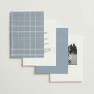 This is a dusty blue wedding invitations with standard by Stacey Meacham called modern air printing on signature in standard