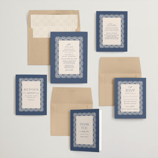 This is a indigo wedding invitations with standard by Erica Krystek called chantilly printing on signature in standard