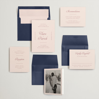 This is a blush wedding invitations with standard by Carolyn MacLaren called modernne printing on signature in standard