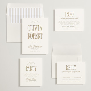 This is a golden wedding invitations with standard by Kelly Schmidt called riviera printing on signature in standard