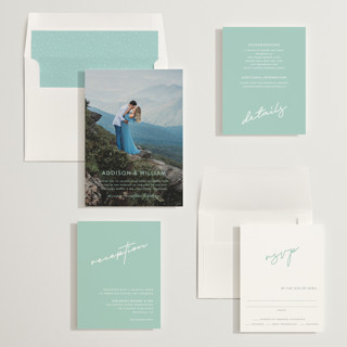 This is a mint wedding invitations with standard by Pine Street Creative called as if a dream printing on signature in standard