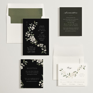 This is a charcoal wedding invitations with standard by Itsy Belle Studio called sweeping vine printing on signature in standard