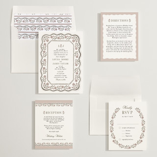 This is a mocha wedding invitations with standard by Alethea and Ruth called sweet vintage printing on signature in standard