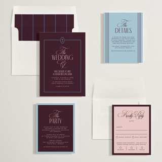 This is a plum wedding invitations with standard by Owl and Toad called sophisticate printing on signature in standard
