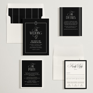 This is a noir wedding invitations with standard by Owl and Toad called sophisticate printing on signature in standard