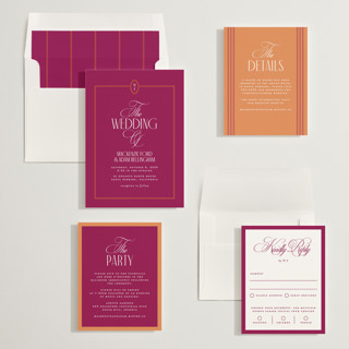 This is a dahlia wedding invitations with standard by Owl and Toad called sophisticate printing on signature in standard
