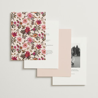 This is a ivory wedding invitations with standard by Caroline Bonne Muller called indian floral chintz lush printing on signature in standard