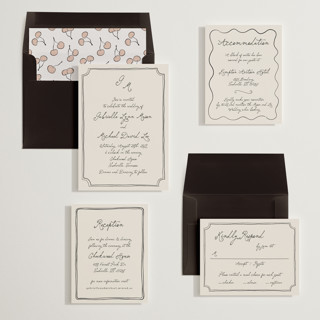 This is a vintage wedding invitations with standard by Kelly Watkins called felicity printing on signature in standard