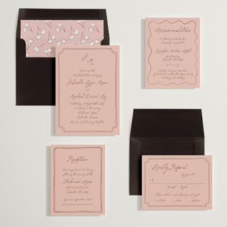 This is a rose bud wedding invitations with standard by Kelly Watkins called felicity printing on signature in standard