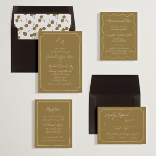 This is a latte wedding invitations with standard by Kelly Watkins called felicity printing on signature in standard