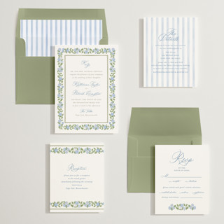 This is a ocean wedding invitations with standard by Creo Study called pillowy border printing on signature in standard