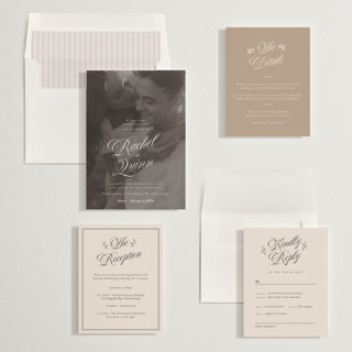 This is a ivory wedding invitations with standard by Paper Raven Co. called vintage romance printing on signature in standard