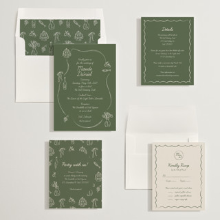 This is a olive wedding invitations with standard by Aviva Atri called sketchbook love printing on signature in standard