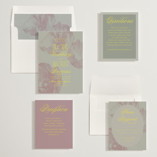 This is a pegion wedding invitations with standard by Morgan Kendall called maximalist poppies printing on signature in standard