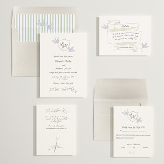 This is a cloud wedding invitations with standard by Helena Vitto called birds of paradise printing on signature in standard