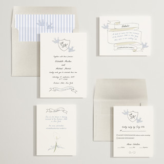 This is a celestial wedding invitations with standard by Helena Vitto called birds of paradise printing on signature in standard