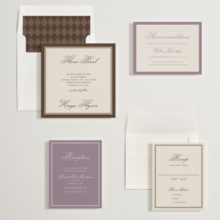 This is a chocolate wedding invitations with standard by Kelly Watkins called emerson printing on signature in standard