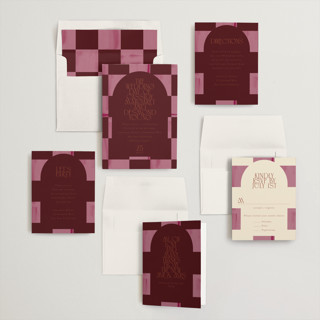 This is a scarlet wedding invitations with standard by Baumbirdy called checker wash printing on signature in standard