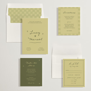 This is a lime wedding invitations with standard by Ani Somi called ballpoint suite printing on signature in standard