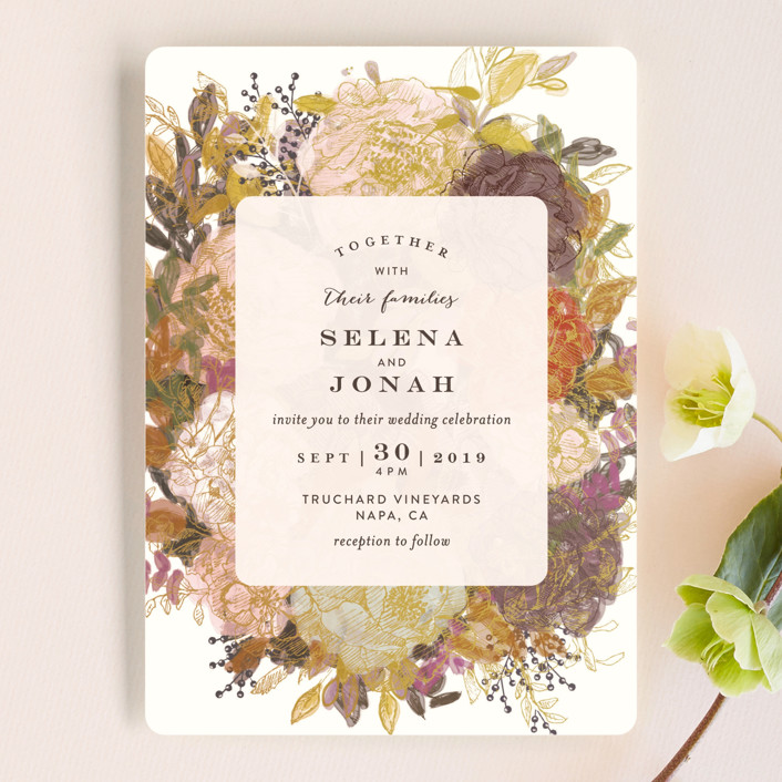Fl Feast Wedding Invitations By Phrosne Ras Minted Fl Feast Wedding Invitations In Gold Leaf By Phrosne