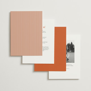 This is a apricot wedding invitations with standard by Emily Betts called modern stripes printing on signature in standard