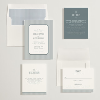 This is a capri wedding invitations with standard by Emily Betts called modern stripes printing on signature in standard