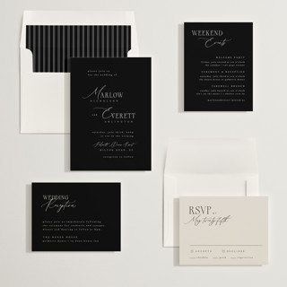 This is a midnight wedding invitations with standard by Kelly Schmidt called scripted initials printing on signature in standard