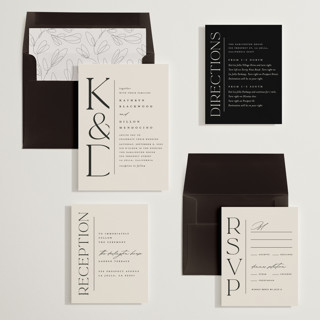 This is a ecru wedding invitations with standard by Erica Krystek called modern monogram printing on signature in standard