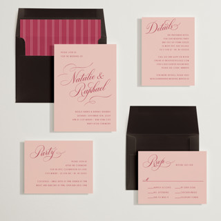 This is a berry wedding invitations with standard by Hooray Creative called scripted names printing on signature in standard