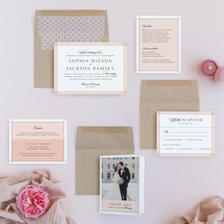 This is a blush wedding invitations with standard by Michelle Taylor called classical printing on signature in standard
